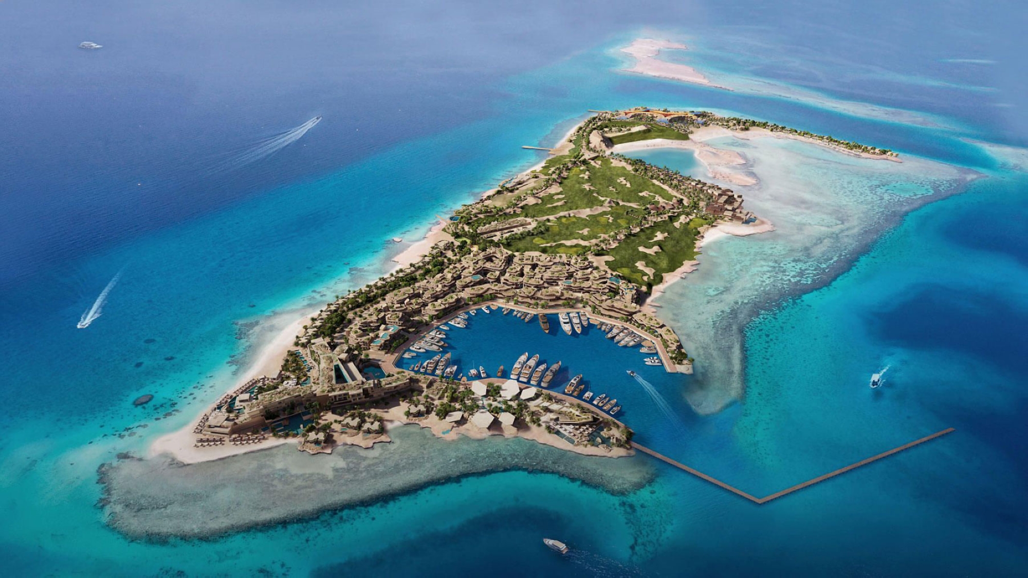 Sindalah Island, one of the coral islands located on the northern tip of the Red Sea. (Media Center of NEOM)