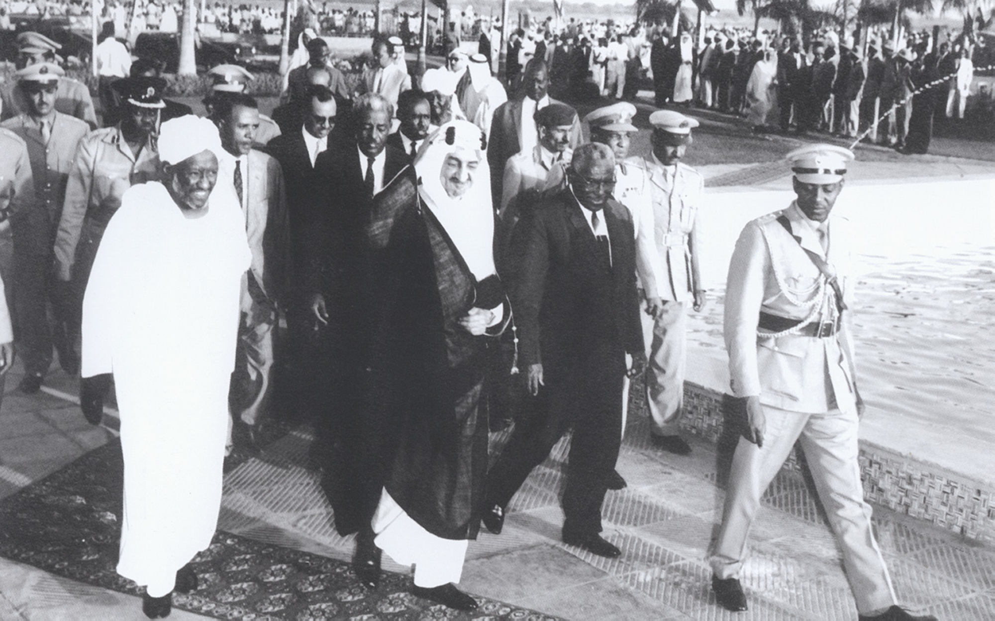 King Faisal’s visit to Sudan, received by Sudanese President Ismail al-Azhari in 1966. (King Abdulaziz Foundation for Research and Archives (Darah))