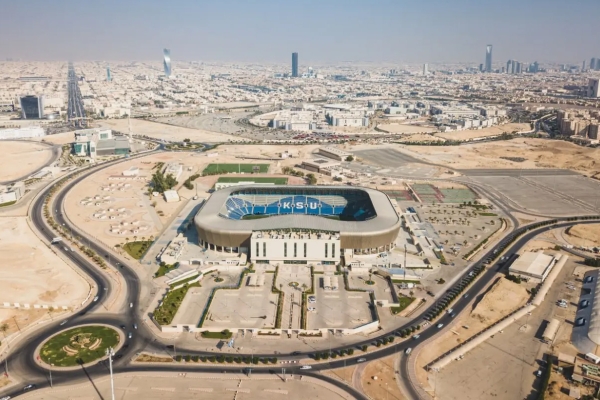 An aerial image of King Saud University Stadium. (SPA)