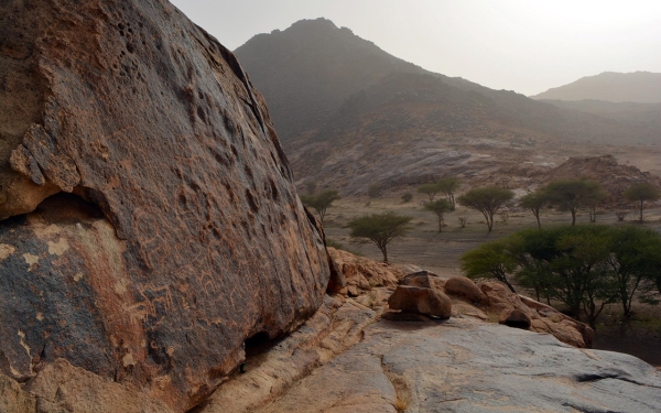 Thamudic inscriptions on Jabal Suwaq in Qassim Province. (SPA)