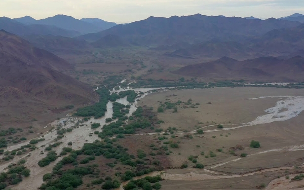 Aerial view of Wadi al-Lith in Makkah al-Mukarramah Province. (Saudi Geological Survey)