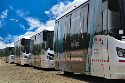 Electric buses at King Abdulaziz International Airport. (SPA)