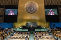 Foreign Minister Prince Faisal Bin Farhan delivers the Kingdom’s address at the UN. (SPA)