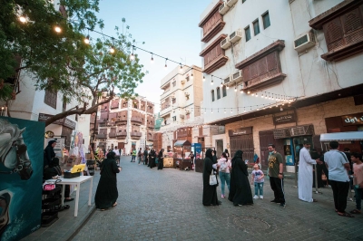 Al-Rawashin in old buildings in al-Balad area, Central Jeddah City. (Saudipedia)