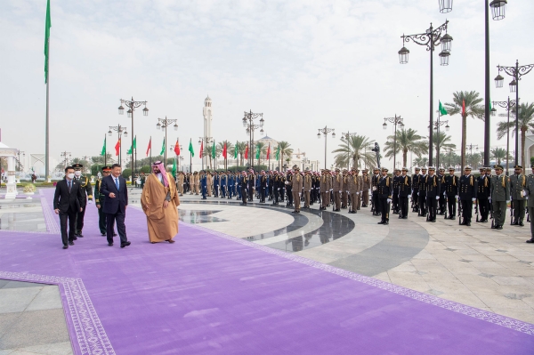 Crown Prince Mohammed Bin Salman during the reception of the Chinese President in Riyadh. (SPA)