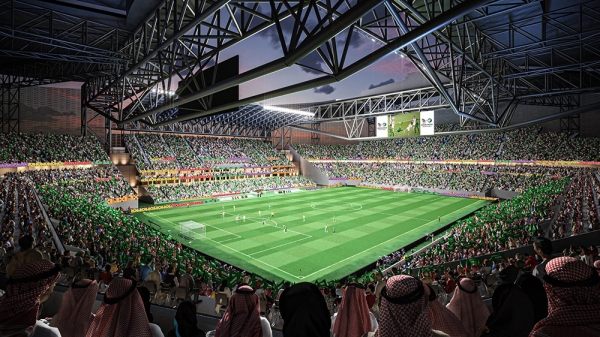 King Khalid University Stadium is scheduled to expand its capacity to over 45,000 spectators. (The media center of the Kingdom&#039;s bid to host the FIFA World Cup 2034)