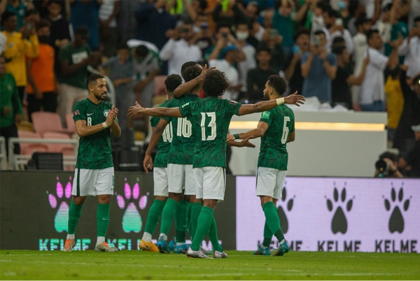 Celebration of the Saudi national team in the Asian Cup tournament. (Saudipedia)