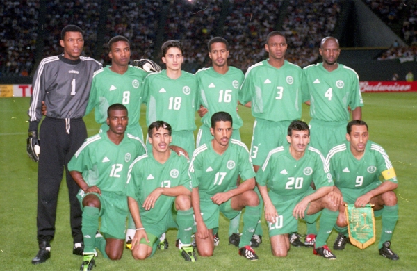 The Saudi national team lineup in the Arab Cup tournament. (SPA)