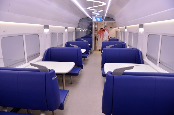 One of Riyadh Metro train cars from the inside. (Darah).