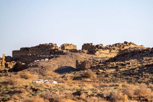 Ruins of al-Ablaq Palace southwest of Tayma&#039; Governorate. (Saudipedia)