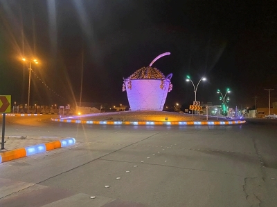 A sculpture in one of the roundabouts of Riyadh al-Khabra Governorate. (King Abdulaziz Foundation for Research and Archives (Darah))