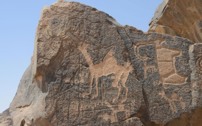 Animal carvings at an archaeological site in Hail Province. (SPA)