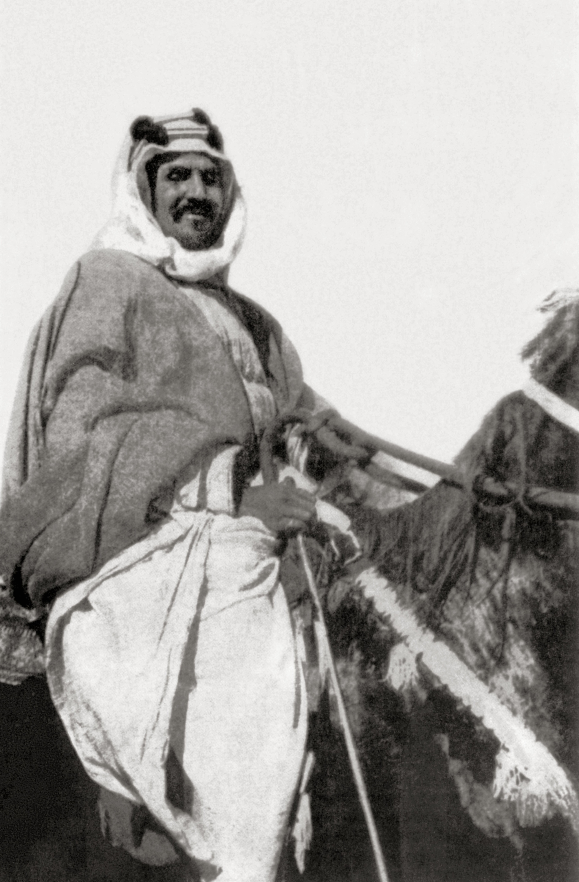 King Abdulaziz on the back of his horse in 1923. (King Abdulaziz Foundation for Research and Archives (Darah))