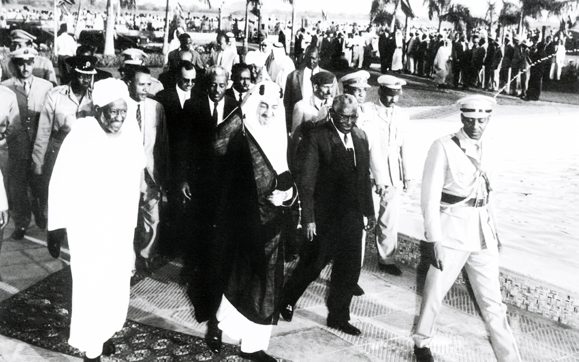 King Faisal Bin Abdulaziz on a visit to Sudan, with Sudanese President Ismail al-Azhari in 1966. (King Abdulaziz Foundation for Research and Archives (Darah))