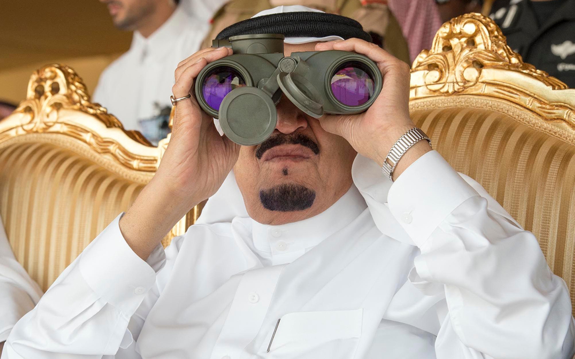 King Salman Bin Abdulaziz during his patronage of Northern Thunder maneuvers in 2016. (SPA)