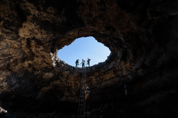 Umm Ghraimil Volcanic Cave, located in Harrat Khaybar. (SPA)