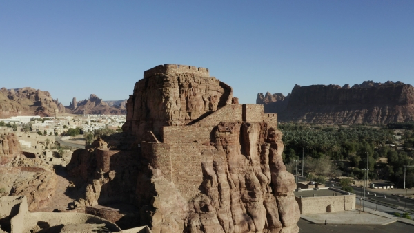 Musa Bin Nusayr Castle, built from hewn stone atop a small hill in AlUla. (Royal Commission for AlUla)