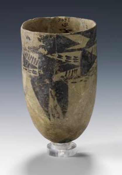 Pottery cup, an artifact discovered in al-Kharsaniya area in the east of the Kingdom. (Saudi Commission for Tourism and Antiquities)