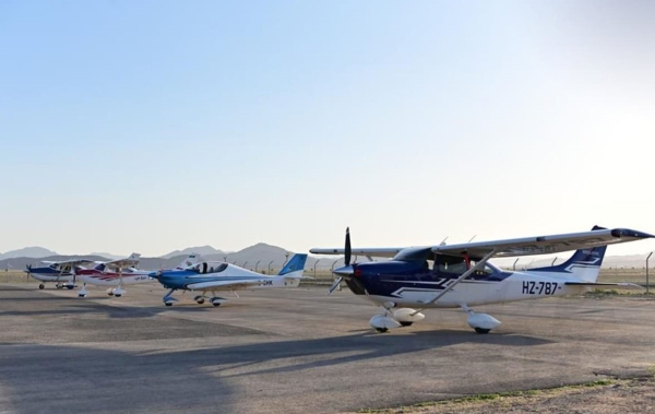 A group of aircraft participating in the Flyin trips of the Saudi Aviation Club. (Saudi Aviation Club Media Center)