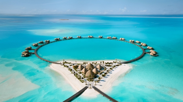 Illustration of the overwater villas in the Nujuma Resort. (Media Center of Red Sea International)