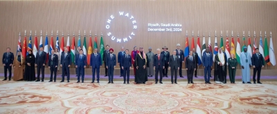 Prince Mohammed Bin Salman and participants in the One Water Summit in Riyadh. (SPA)