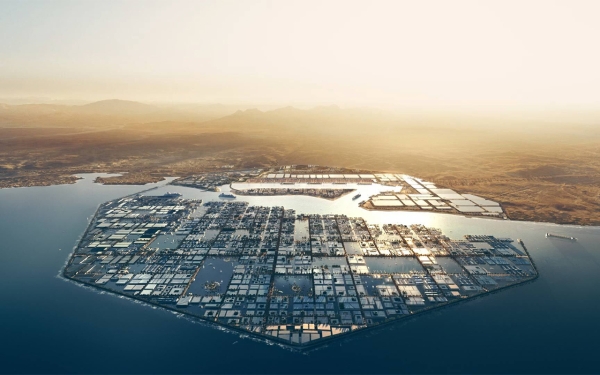 Image conceptuelle du projet Oxagon, ville industrielle de NEOM. (Centre médiatique de NEOM)