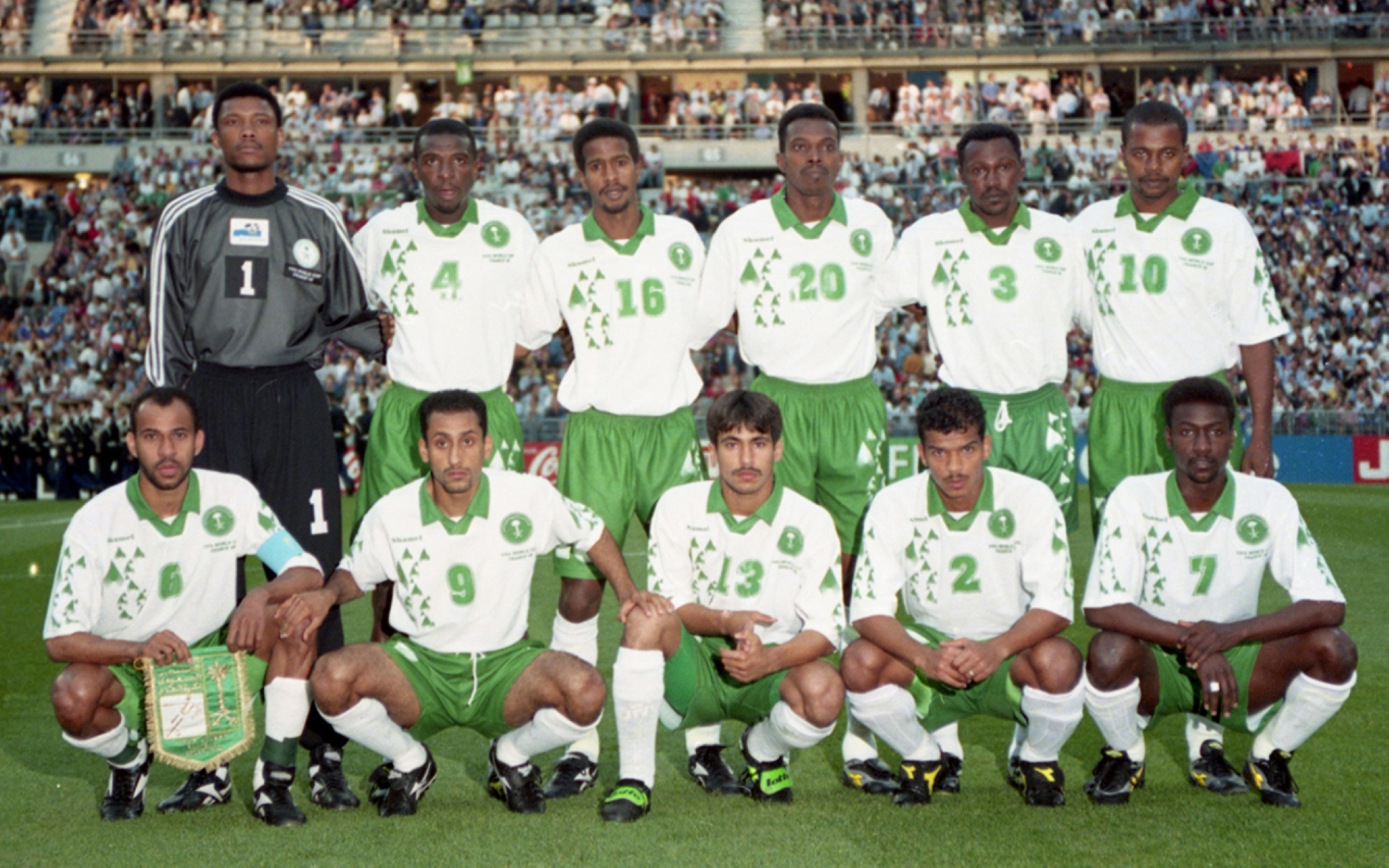 L&#039;équipe nationale saoudienne senior lors de la Coupe du monde organisée par la France en 1998. (SPA)