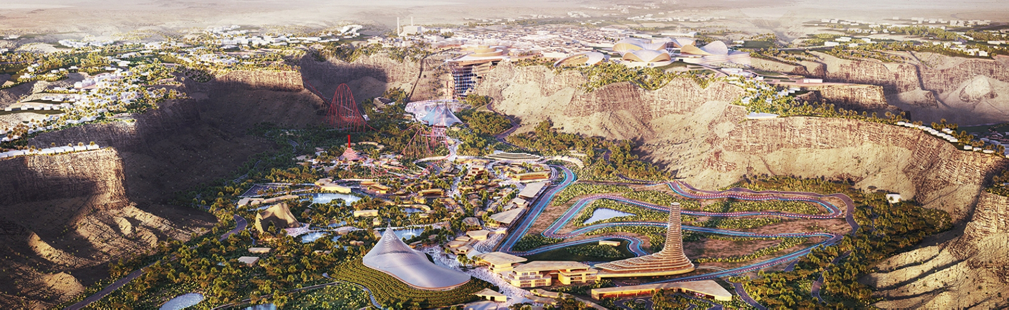 Image conceptuelle de la nature et de l’environnement des infrastructures du projet Qiddiya à Riyad. (Service de presse Qiddiya)