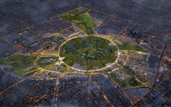 Représentation conceptuelle du parc du roi Salmane, au cœur de Riyad. (Centre des médias de la Commission royale pour la ville de Riyad)