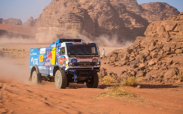 Véhicule de la catégorie camion qui participe à la compétition du Rallye Dakar organisée dans le Royaume. (Saudipedia)