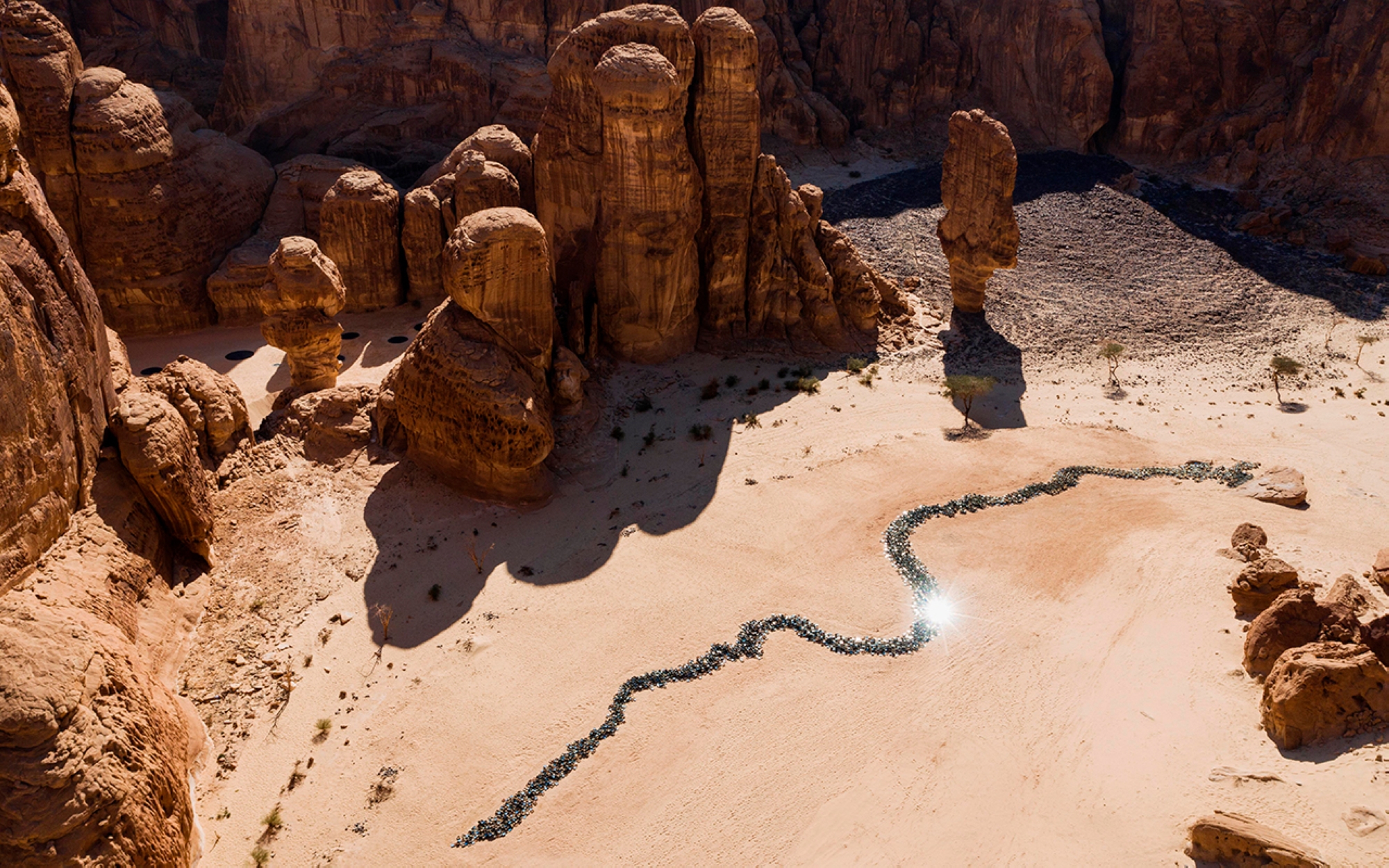 Vue aérienne de l’exposition Desert X d’Al-Ula. (Agence de presse saoudienne)