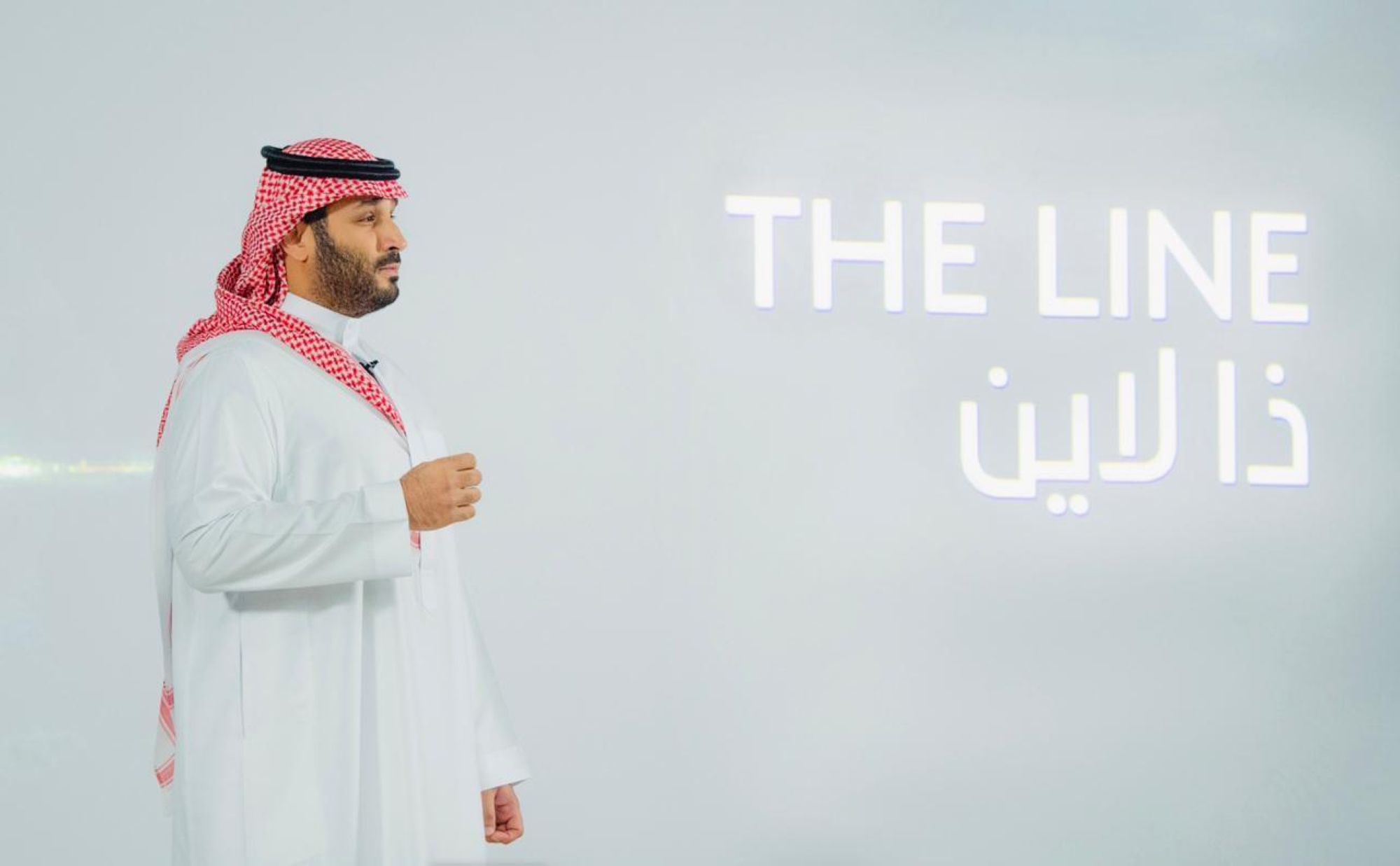 Le Prince Mohammed ben Salmane pendant le lancement du projet « The Line » à NEOM. (SPA)