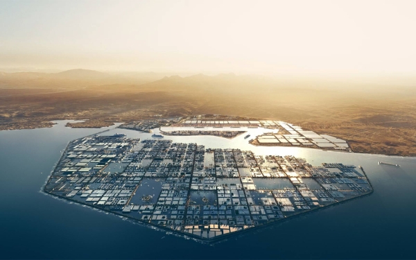 Концептуальное изображение проекта «Оксагон», промышленного города «Неом» (Media Center of NEOM)