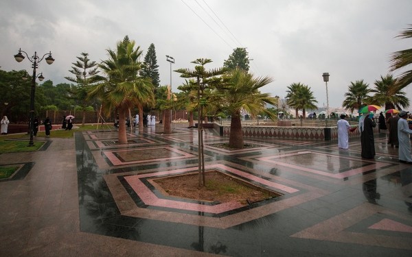 Несколько посетителей в парке Абу Хейял в Абхе. (Saudipedia)