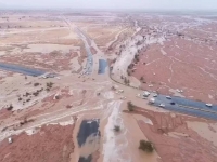 جوية للسيول بوادي الأديرع في منطقة حائل. (دارة الملك عبدالعزيز)
