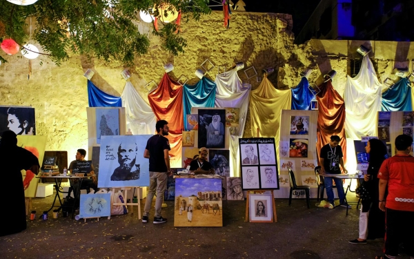 إحدى الفعاليات الفنية في مهرجان جدة التاريخية. (واس) 