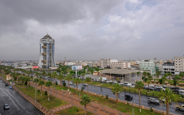 برج المياه وسط محافظة خميس مشيط التابعة لمنطقة عسير. (واس)