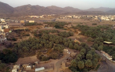 بساتين النخيل في موقع غزوة بدر بمنطقة المدينة المنورة. (واس)