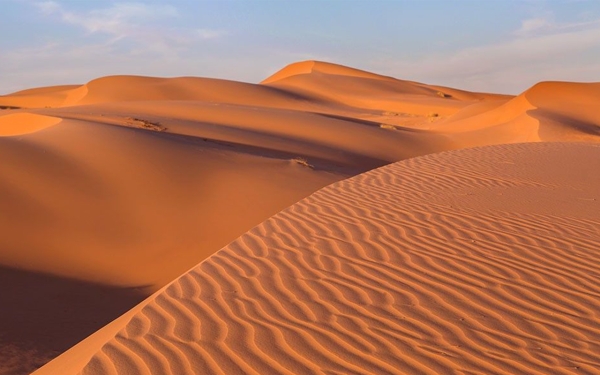 الكثبان الرملية في صحراء الربع الخالي بالمملكة. (دارة الملك عبدالعزيز)  