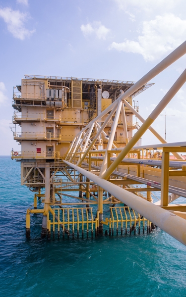 حقل السفانية النفطي، أكبر حقل نفطي بحري في العالم، ويقع شرقي السعودية على ساحل الخليج العربي. (واس)