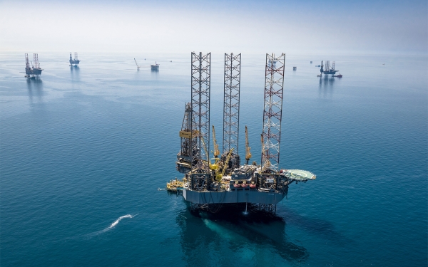 حقل الحصباة البحري لإنتاج الغاز لشركة أرامكو السعودية. (واس)