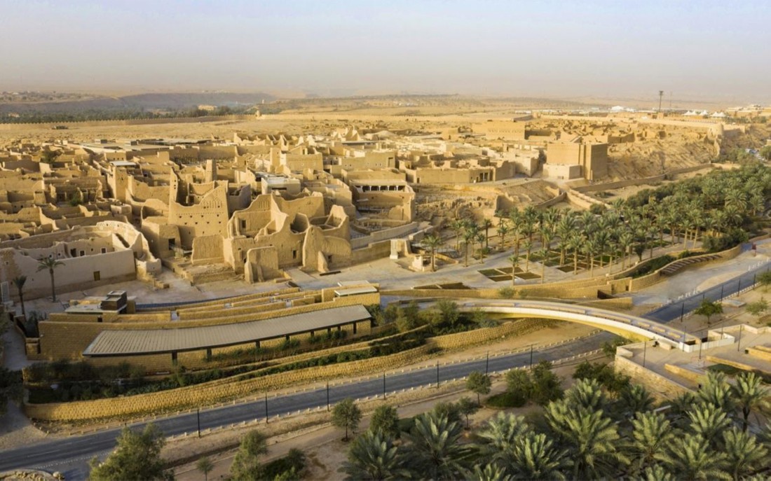 صورة جوية للمنازل الطينية في محافظة الدرعية. (واس)
 