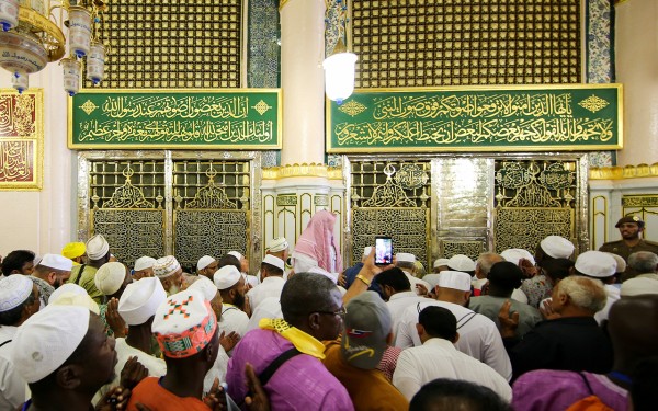 الحجرة النبوية الشريفة، موضع قبر الرسول، صلى الله عليه وسلم. (سعوديبيديا)