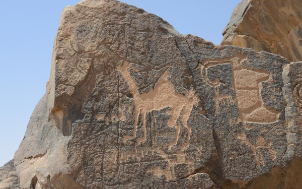 الفنون الصخرية في جبة في منطقة حائل. (واس)


