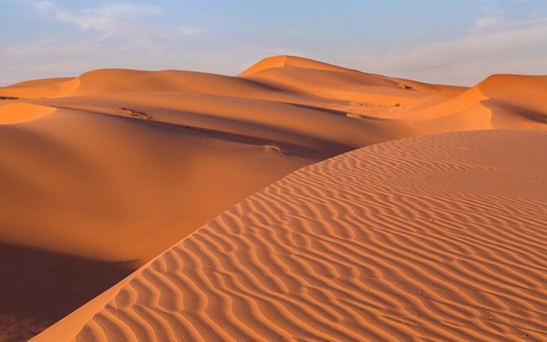 الكثبان الرملية في صحراء الربع الخالي بالمملكة. (دارة الملك عبدالعزيز)  