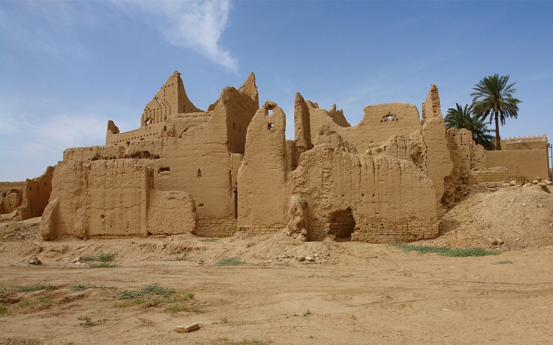 آثار قصر سلوى في حي الطريف التاريخي بالدرعية. (دارة الملك عبدالعزيز)