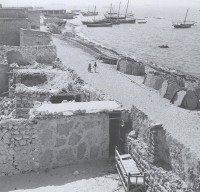 صورة قديمة لشاطئ الجبيل شرق المملكة عام 1950م. ايلو باتجيلي. (دارة الملك عبدالعزيز)