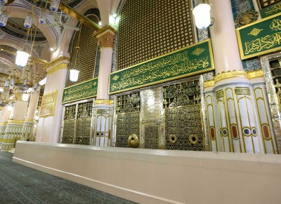 الحجرة الشريفة في المسجد النبوي بالمدينة المنورة. (سعوديبيديا)