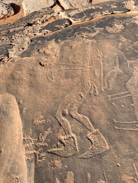 أحد النقوش الأثرية الثمودية في محافظة تيماء. (واس)