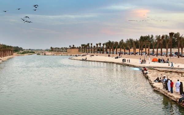 بحيرة السد الحجري في وادي حنيفة. (دارة الملك عبدالعزيز)